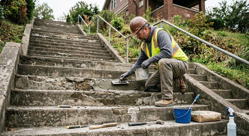 Exterior Stair Concrete Repair